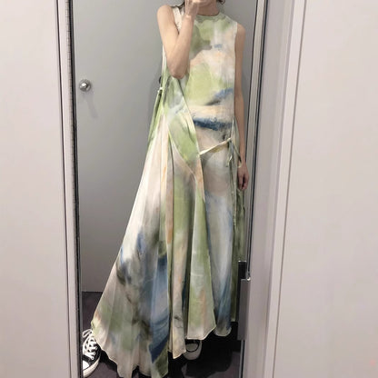 2025 Spring niche cold wind Korean version design sense irregular skirt lace-up dress