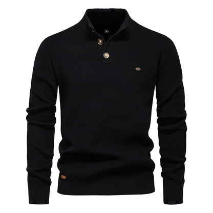 XAKXX 2025 Autumn and winter new men's Popularan size New sweater men's long-sleeved half-zipper stand-up collar solid color versatile casual trendy sweater