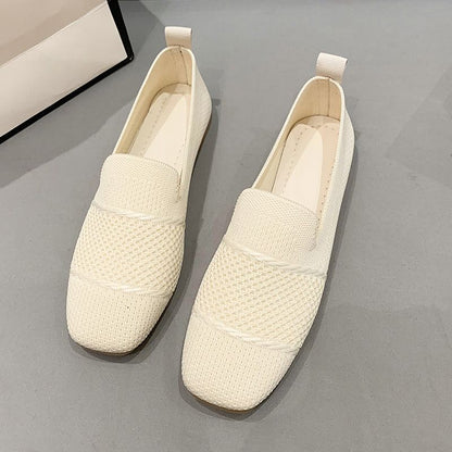 xakxx New Summer Breathable Flying Woven Women's Shoes Casual Shoes Flat Shoes Women's Pumps Work Shoes Mesh Surface Shoes Soft Sole Shoes