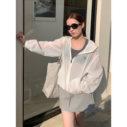2025  breathable hooded sunscreen shirt summer 2025 new Korean version loose and versatile solid color coat T285