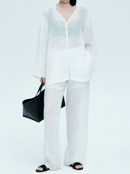 2025 spring/summer suit, ramie top and pants