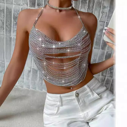 2025 XH233927 Cross-border new metal chain sexy neck small vest nightclub fashion halter sling body chain