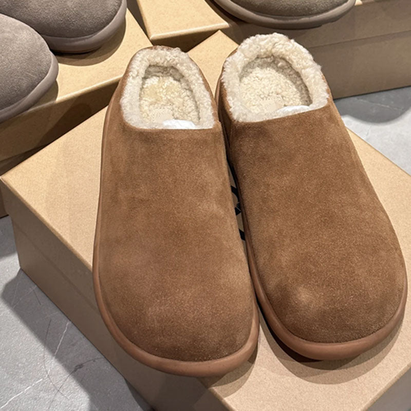 2025 Birkenstock shoes bag head fluffy slippers women's popular autumn and winter new warm outer wear non-slip Muller mop