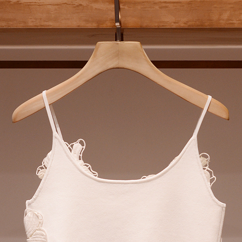 2025 Heavy industry embroidered three-dimensional flower knitted sweater  summer new celebrity style sling vest top women