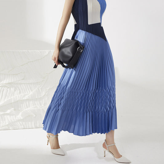 2025 Factory direct sales high-end high-quality skirt women's long spring and summer new high-waisted loose and thin a-word pleated skirt