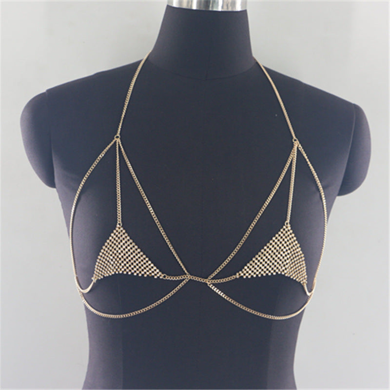 2025 MW2834  vest fashion rhinestone inlaid diamond cloth hollow metal chain scarf scarf, vest body chain