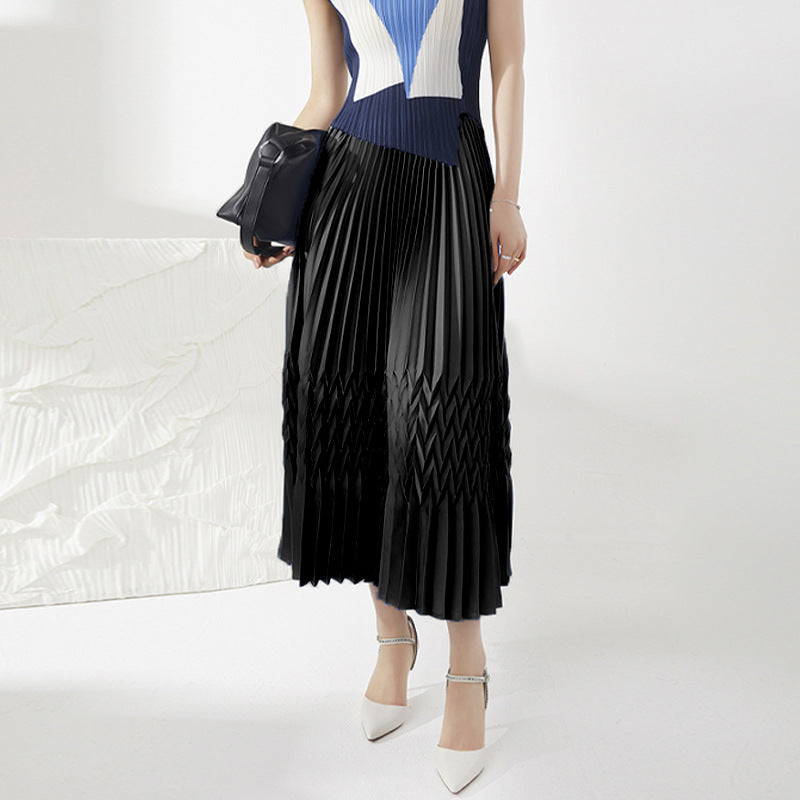 2025 Factory direct sales high-end high-quality skirt women's long spring and summer new high-waisted loose and thin a-word pleated skirt