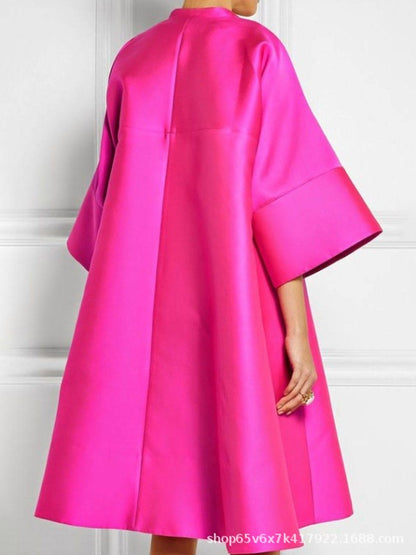 2024 cross-border  women's clothing new large-size lapel European and American independent station solid color temperament commuter dress