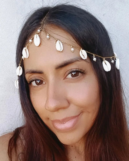 2025 L4960Y  new New fashion metal chain tassel, shell hat headgear hair accessories headband jewelry