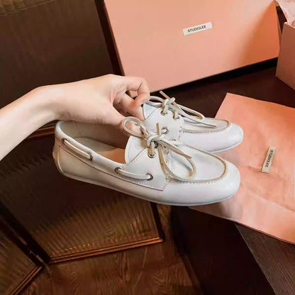 2025 Cowhide version~ Grape mother same shoes British style old dirty lace-up soft sole loafers retro small leather shoes women