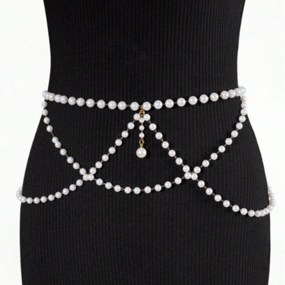 4529 2025 women's new waist chain multi-layer pearl fringed waist chain with dress fashion waist chain body chain