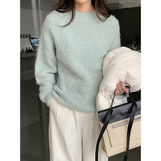 2025  camel wool soft waxy pullover sweater popular winter new Korean version minimalist long-sleeved top women's M9253A