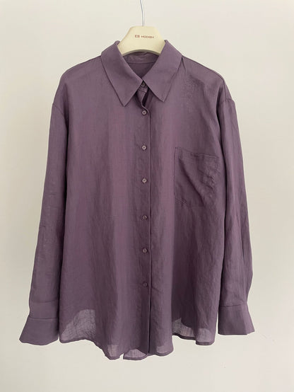 2025 ES MODISH spring new product niche rear split design basic version casual versatile shirt ramie shirt