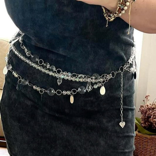 2025 L4955Y  Waist chain luxury heavy industry ring acrylic metal chain rhinestone chain multi-layer waist chain
