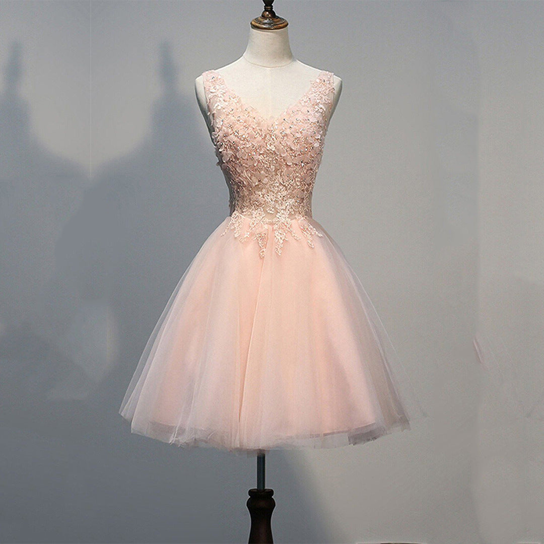2025 Short evening dress popular new v-neck celebrity party birthday party fairy, small dress factory supply
