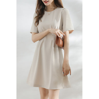 2025 retro little black dress temperament dress  summer new temperament waist black chiffon skirt women's clothing
