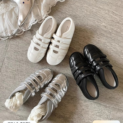 2025 Sheepskin version~ Korean version of casual fashion essence~ three Velcro casual function Mary Jane single shoes women's bowling shoes