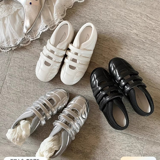 2025 Sheepskin version~ Korean version of casual fashion essence~ three Velcro casual function Mary Jane single shoes women's bowling shoes