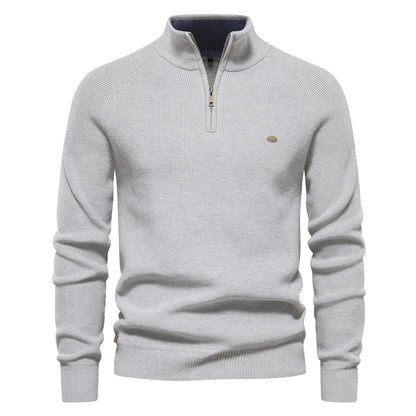 XAKXX 2025 Autumn and winter new men's Popularan size New sweater men's long-sleeved half-zipper stand-up collar solid color versatile casual trendy sweater