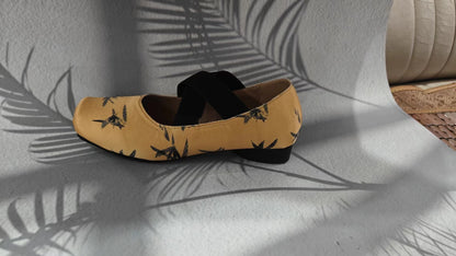 2025 Sheepskin version~ Trendy national style new Chinese style high texture square head versatile  commuter ol thick heel ballet single shoes women