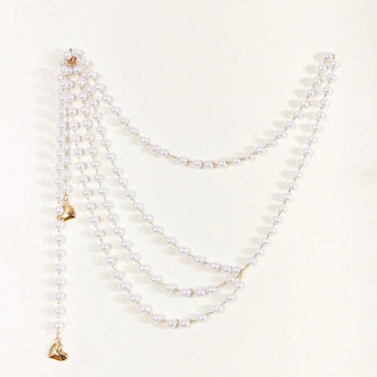 3313 women's 2025 waistchain alloy peach heart pendant pendulum chain pearl chain wavy fringed waist chain waist jewelry