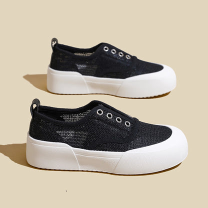 xakxx Summer New Fashion Women's Slip-on Lazy Casual Sneakers Versatile Breathable Thin Mesh Canvas Shoes