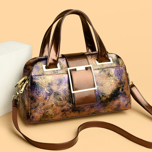 Bag popular autumn new fashion Boston bag inkjet printing handbag high-end large-capacity messenger bag