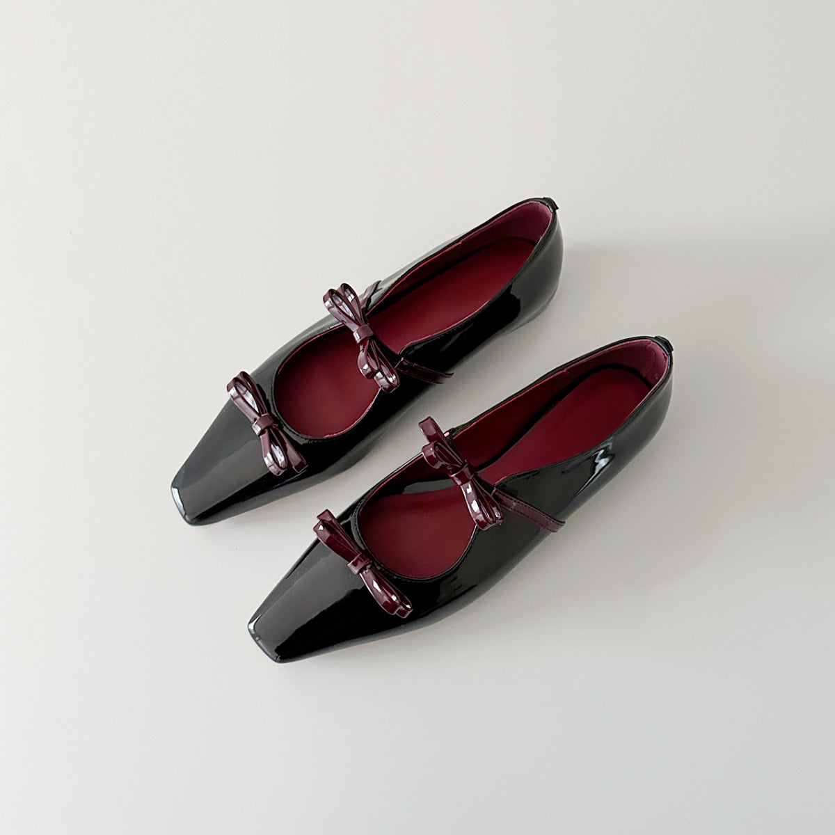 2025 Sheepskin version~ Small square head temperament bow light mouth single shoe inner height increase  word belt silver Mary Jane shoes
