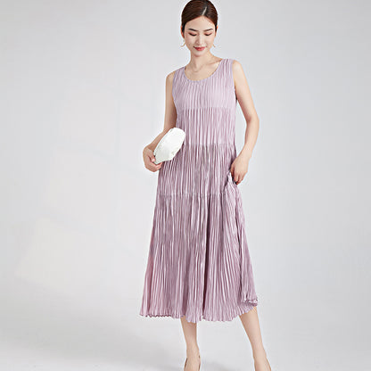 2025 handmade pleated skirt summer women's suspender vest skirt high-end long dress Popular trade women's  dress