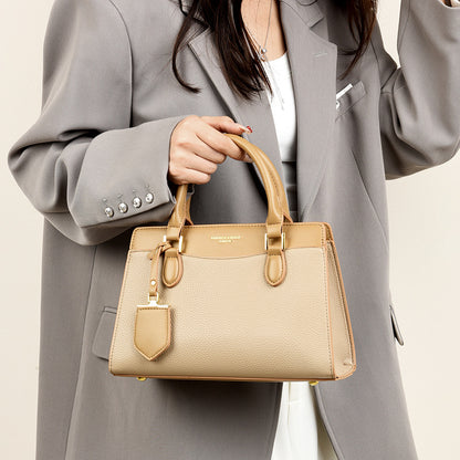 Handbag autumn new simple temperament women's bag lychee pattern splicing contrasting color shoulder bag commuter messenger bag