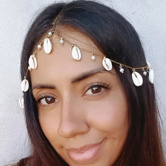2025 L4960Y  new New fashion metal chain tassel, shell hat headgear hair accessories headband jewelry