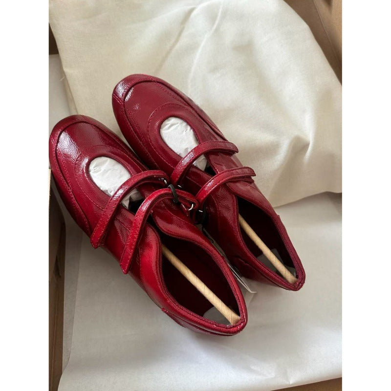 2025 Soft leather version~ New flat-bottomed retro Mary Jane shoes women's double belt Velcro casual single shoes round head ballet shoes