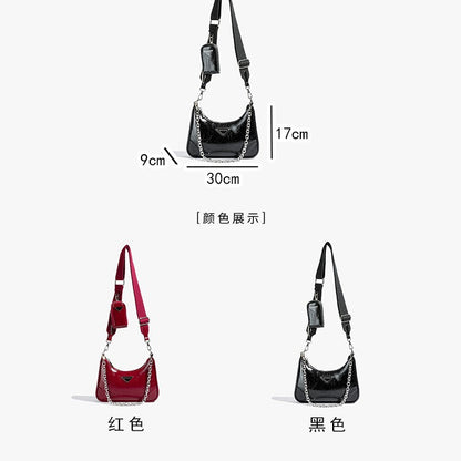 Hobo armpit bag popular new nylon waterproof messenger bag versatile handbag large capacity chain shoulder bag