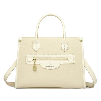 Premium contrasting color handbag popular new retro solid color tote bag simple shoulder bag large capacity messenger bag