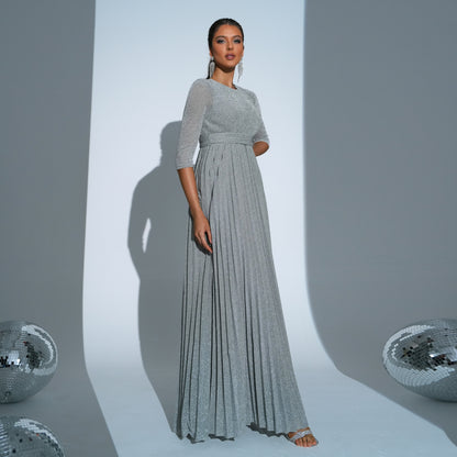 2025 five-quarter-sleeved temperament round neck long bohemian pendulum waist evening dress dress women's clothing