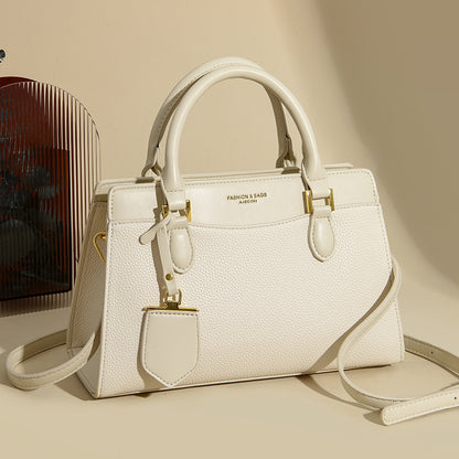 Handbag autumn new simple temperament women's bag lychee pattern splicing contrasting color shoulder bag commuter messenger bag