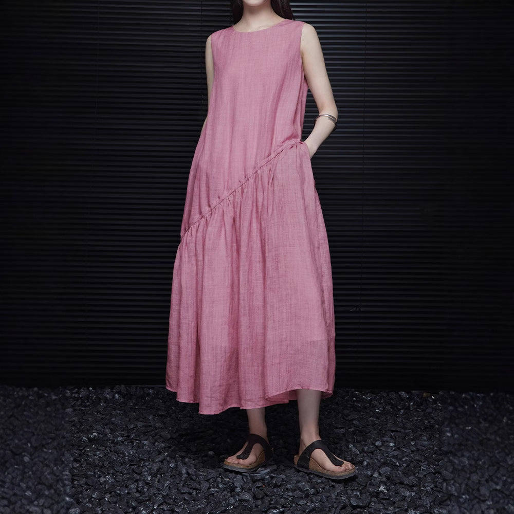 2025 Pink dress women's  summer new high-end exquisite super good-looking temperament design sense is thin