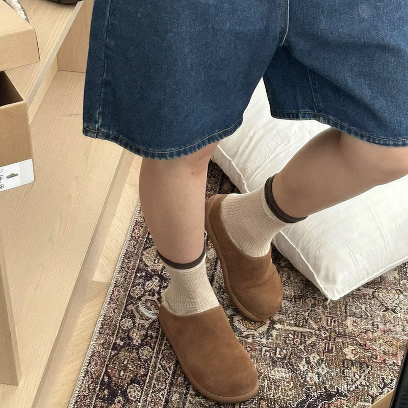 2025 Birkenstock shoes bag head fluffy slippers women's popular autumn and winter new warm outer wear non-slip Muller mop