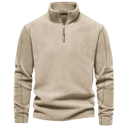 XAKXX 2025 Men's autumn and winter new stand-up collar half-zipper long-sleeved sweater stand-up collar New trend versatile men's fleece top