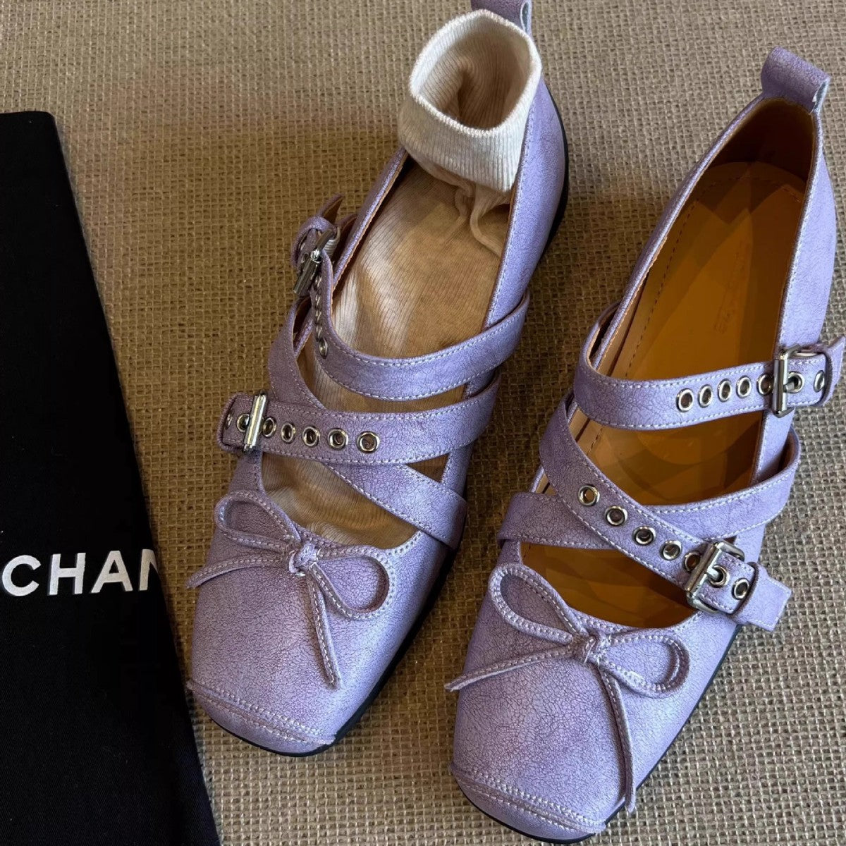 2025 Sheepskin version~  retro ballet style square head Mary Jane shoes women's cross buckle leather sports small leather shoes single shoes
