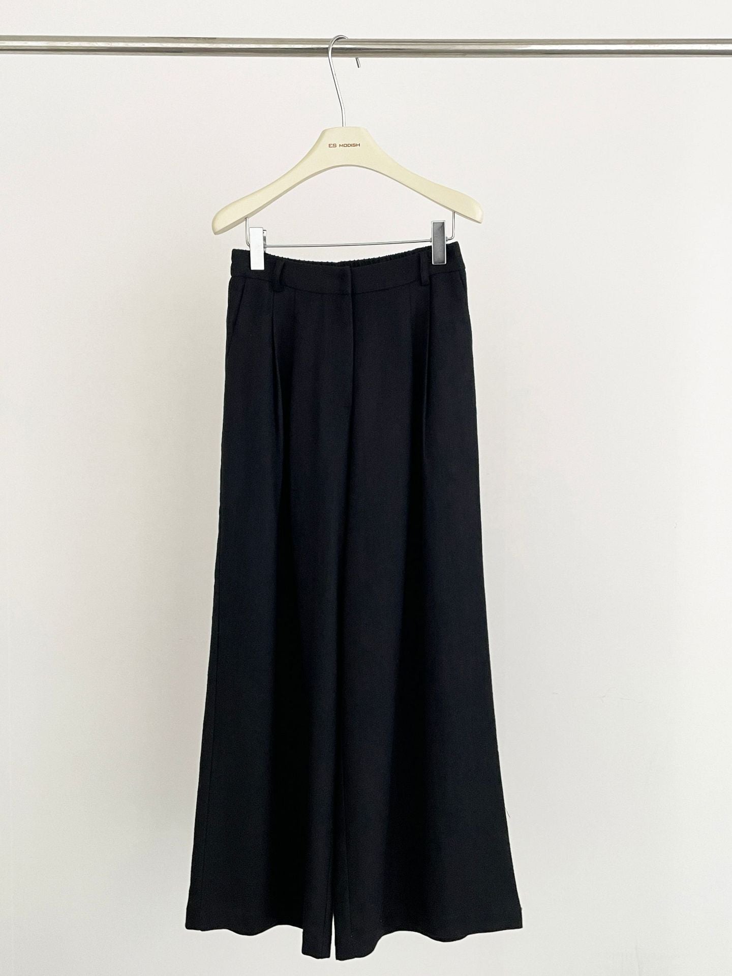 2025 ES MODISH Spring New Product Korean Solid Color Loose Commuter Versatile Cotton and Linen Wide Leg Pants Casual Pants Girls