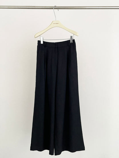 2025 ES MODISH Spring New Product Korean Solid Color Loose Commuter Versatile Cotton and Linen Wide Leg Pants Casual Pants Girls