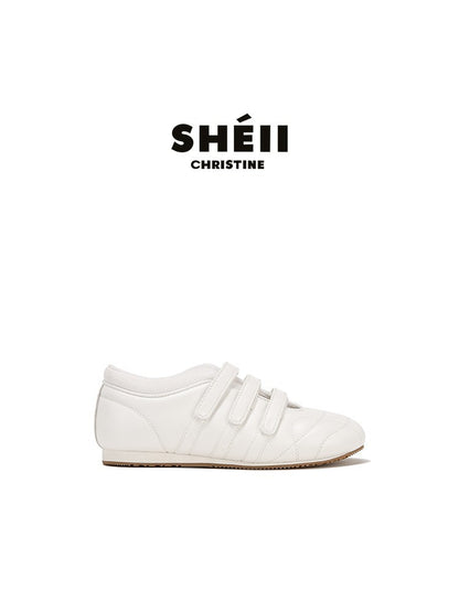 2025 Sheepskin version~ Korean version of casual fashion essence~ three Velcro casual function Mary Jane single shoes women's bowling shoes