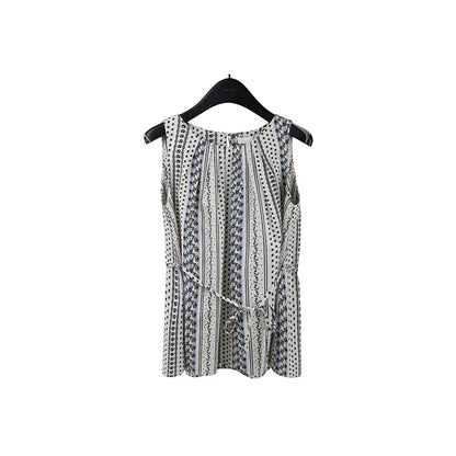 2025  floral striped lace-up shirt 2025 summer new beach vacation style loose top T5056X