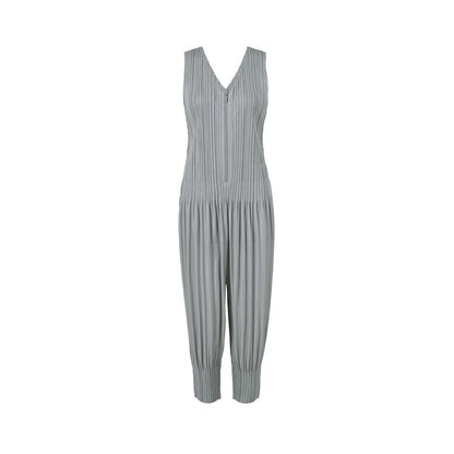 2025 counter jumpsuit women's high-end fashion loose casual zipper spring and summer versatile pleated overalls Popular style