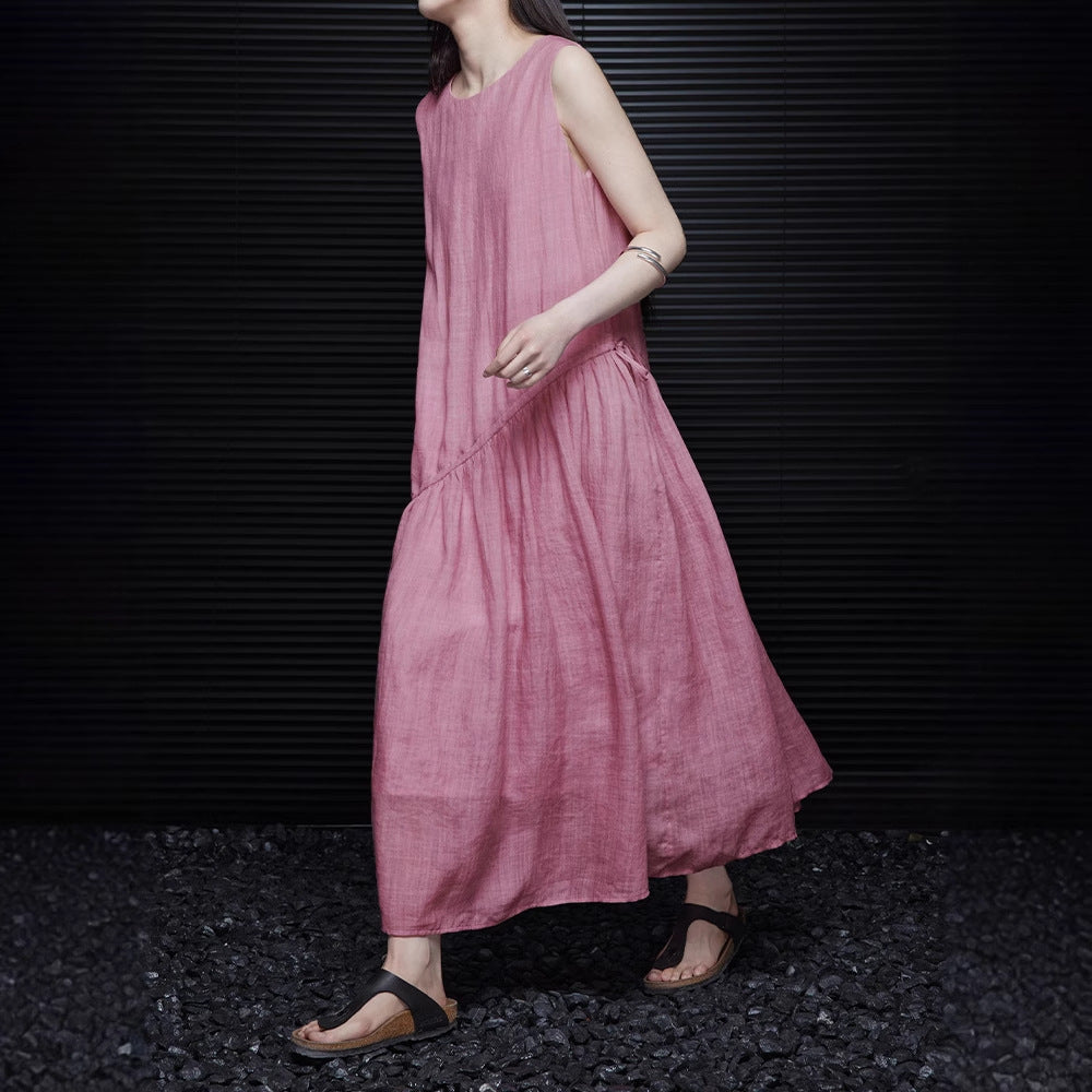 2025 Pink dress women's  summer new high-end exquisite super good-looking temperament design sense is thin