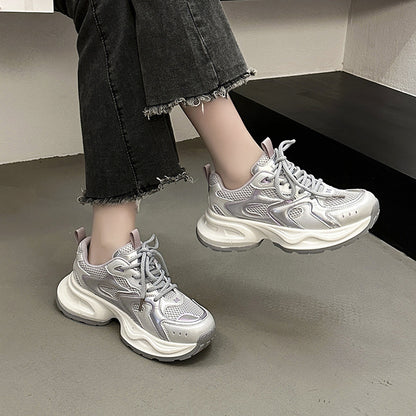 xakxx Free Shipping  Summer New Ladies Dad Shoes Thick Sole Increased Slim Fit Women's Shoes All-Match Fashion Sneaker Women's Shoes