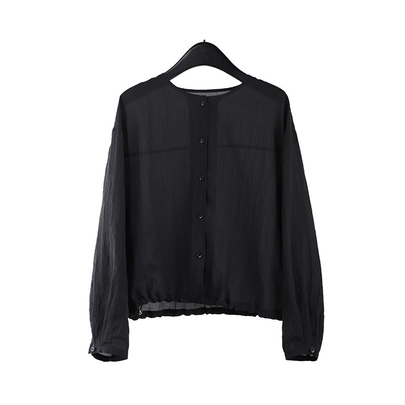 2025  light and thin sunscreen long-sleeved shirt 2025 thirteen lines summer new Korean simple versatile top T278
