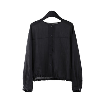 2025  light and thin sunscreen long-sleeved shirt 2025 thirteen lines summer new Korean simple versatile top T278