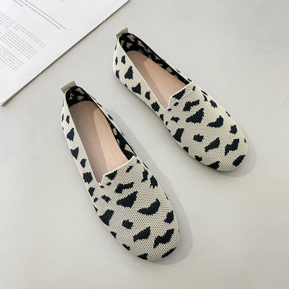 xakxx Spring and Autumn New plus Size Woven Pumps Women's Flying Woven Flat Square Toe Cloth Shoes Knitted Soft Bottom Pregnant Women One-Suit Skirt